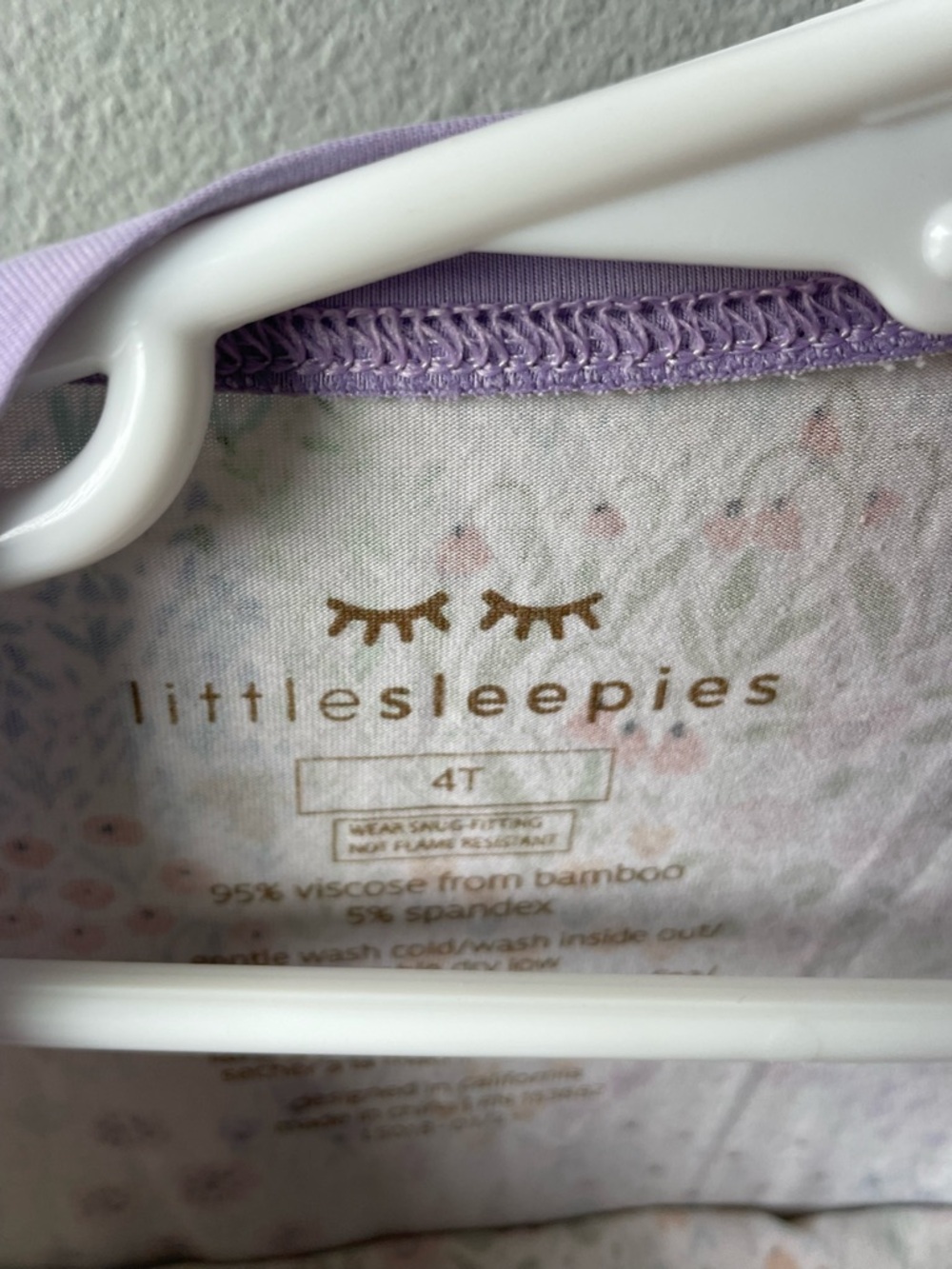 Little Sleepies Flower Fields Bamboo Purple Multi-Color Two Piece Pajama Set - Picture 4 of 6